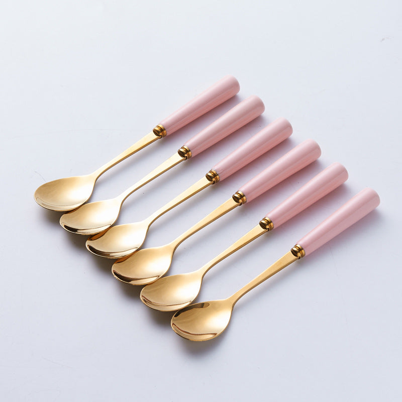Nordic fruit fork spoon for home stainless steel fruit pick coffee spoon ceramic storage jar suit high-end mooncake knife and fork