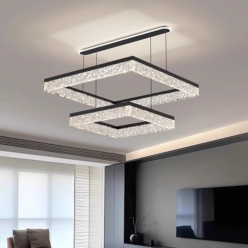 Living room light square chandelier modern simplicity 2025 new atmospheric intelligent LED light whole house lighting package