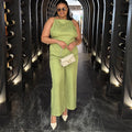 European and american cross-border women's fashion:  autumn new sleeveless slim-fit backless top and wide-leg pants casual set