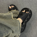 Thick sole slippers women's summer 2024new arrival stepping on shit outwear summer cool slippers fashion outing popular high heels women's shoes