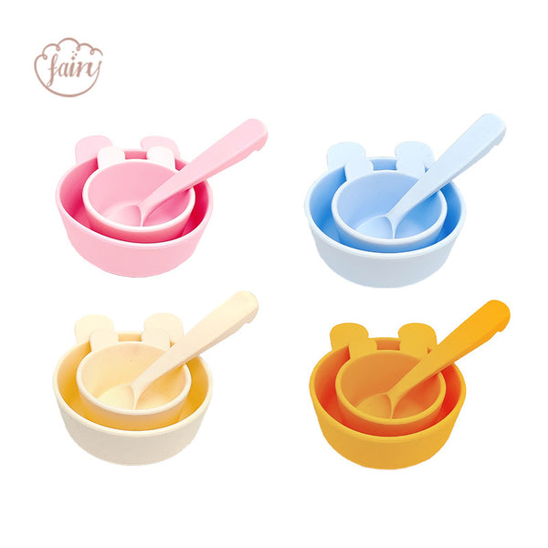 Food grade silicone complementary food bowl baby eating bowl training children cute rabbit suction cup bowl anti-drop feeding tableware