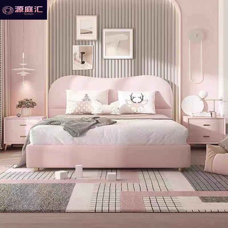 Cashmere fabric bed accessible luxury master bedroom double bed small apartment modern casual princess bed scandinavian style grids soft bed