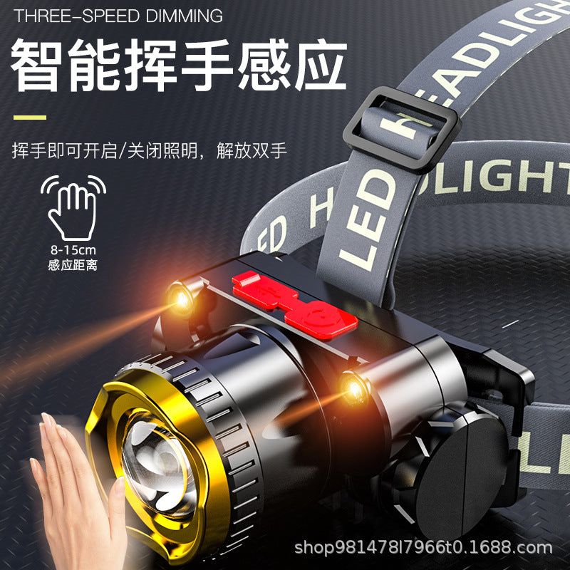 Cross-border strong light headlight rechargeable super bright head-mounted outdoor long battery life flashlight miner's lamp fish lamp led lamp