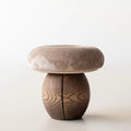 Mushroom stool log wabi-sabi cream style design living room entrance round low stool bench solid wood for home shoe changing stool
