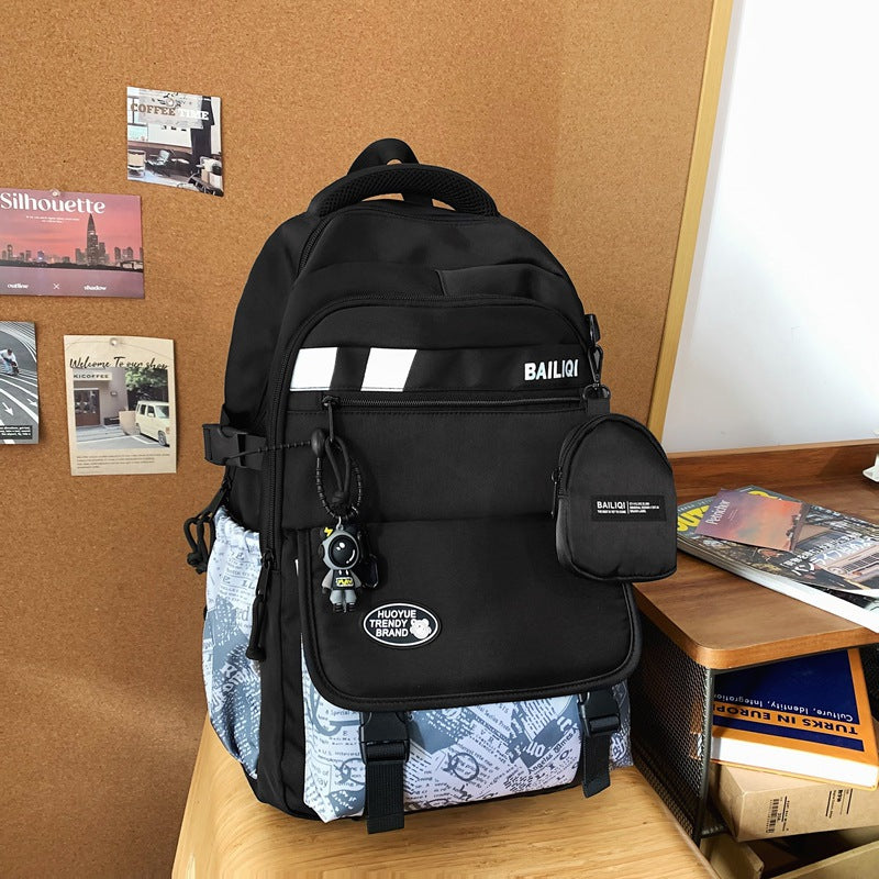 New trendy graffiti backpack - high-value anime cartoon design, large capacity, lightweight, waterproof student backpack