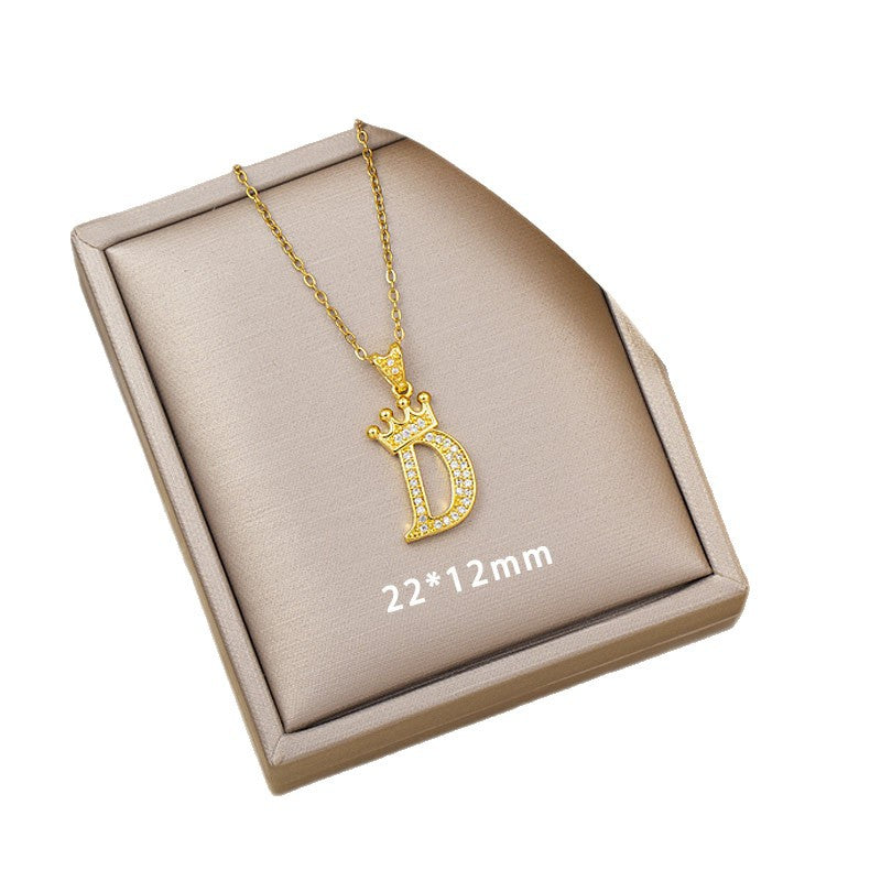 High-end letter layered necklace - 26 alphabet charms, cross-border bestseller, minimalist fashion, premium titanium steel jewelry