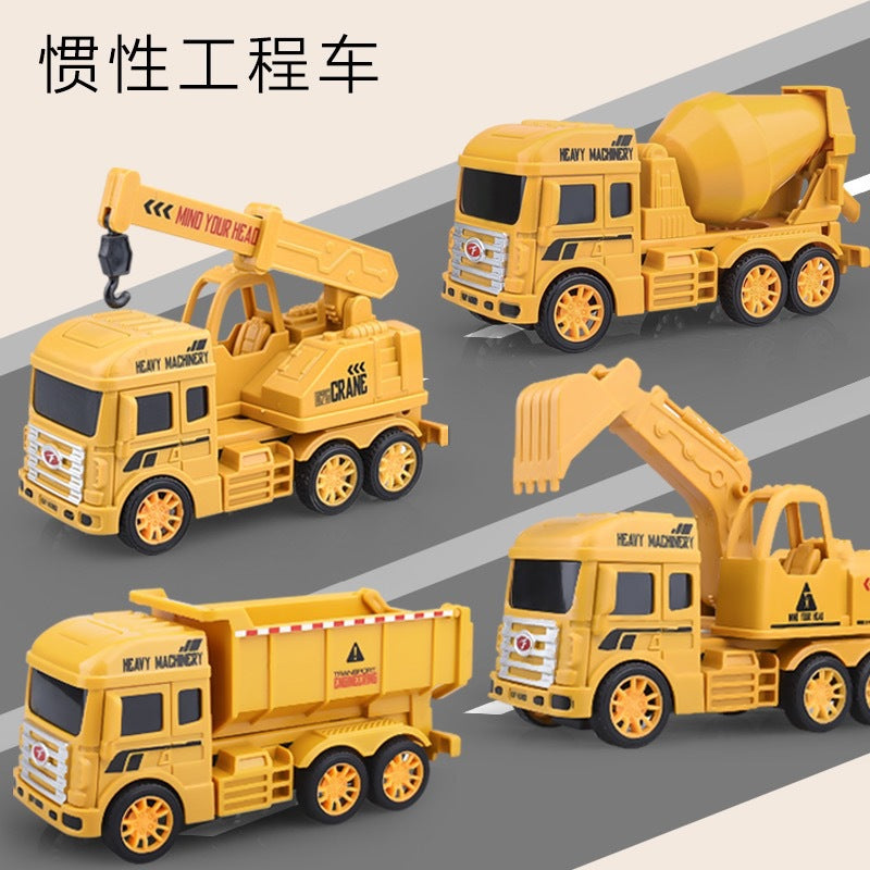 Boys' inertia pull-back excavator bulldozer construction vehicle set - excavator bulldozer toy car - kindergarten small gift toy