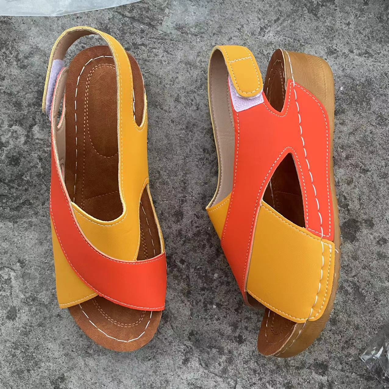 European and American  independent station breathable women's sandals color matching women's shoes 2024 new summer casual beach shoes slippers