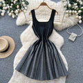 Korean style sleeveless striped gradient knit dress - women's summer high-waisted a-line slimming versatile chic work dress