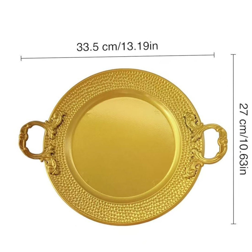 Manufacturer european style creative home elegant metal pattern tray party wedding hotel restaurant decoration tray