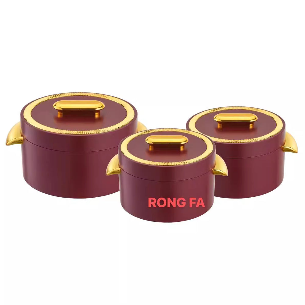 Food warmer containerexport3pcs gold handle straight body insulation box 1.0l 2.l3.5l