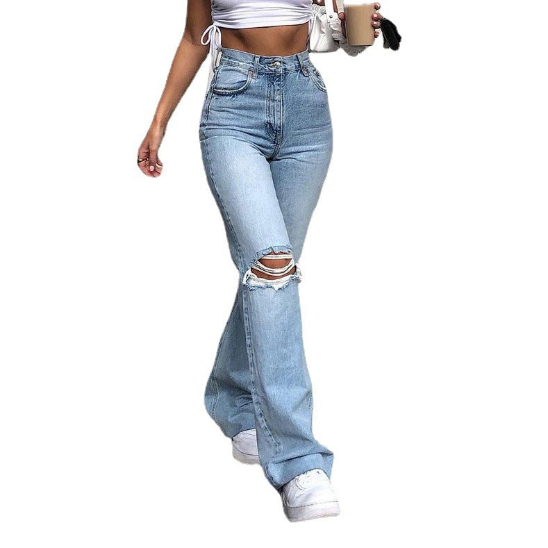 new european and american style wide-leg denim pants for cross-border e-commerce: perfect for , , and . distressed, flared jeans