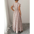 code new arrival  women's original elegancev neck small floral dress waist olive