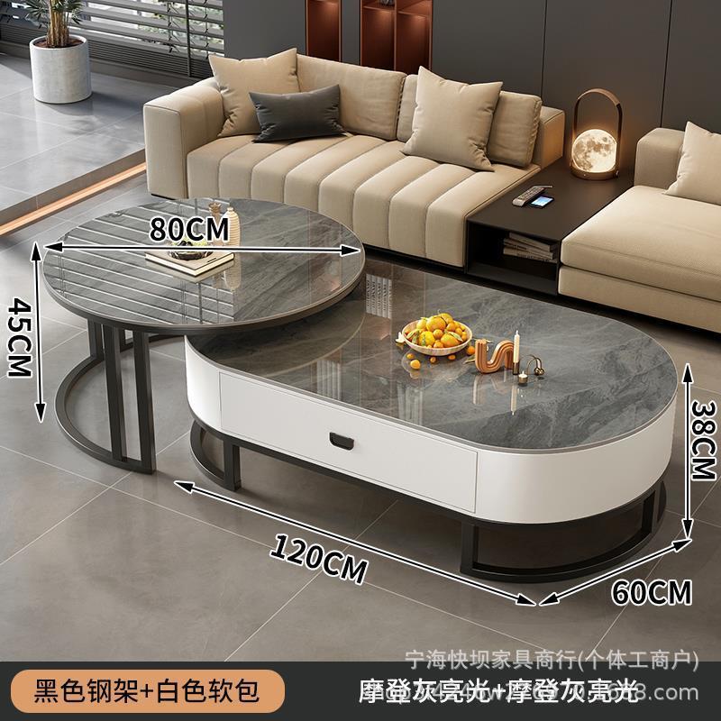 Coffee table living room for homeaccessible luxury oval modern casual type popular glass small tea table slate small apartment accessible luxury