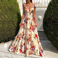 2025 summer new arrivals: cross-border amazon fashion - european & american style open-back printed dress, sleeveless maxi slip dress with flared skirt