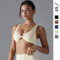 New arrivalpure color double-sided nylon sexy low-cut back sports intimates tight high elastic fitness yoga wear bra for women