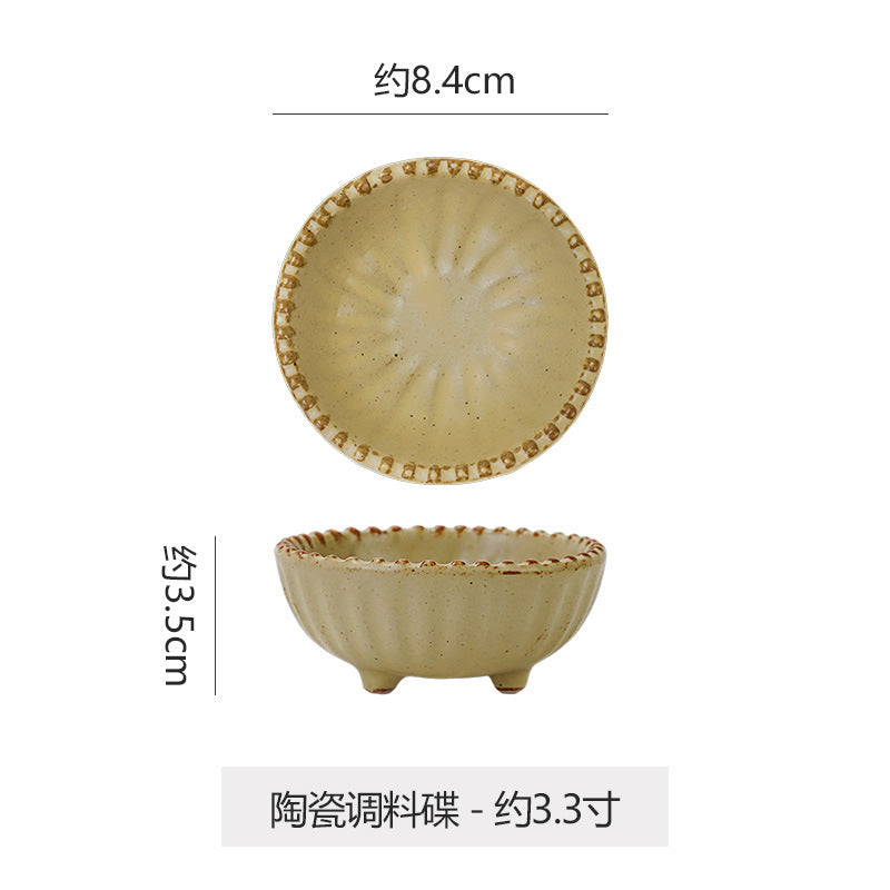 Vintage-style rustic ceramic bowls, plates, and dishes - creative beaded edge steak plates and dessert bowls for restaurants and hotels - premium presentation