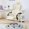 [luxury and comfortable sponge seat cushion] white with black edges + headrest + footrest