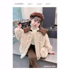 Girls' fleece-lined jacket,  new korean style children's winter outerwear, tweed-style girls' winter fleece sweater