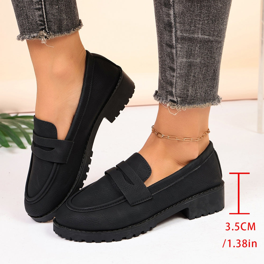 plus sizethick sole british style small leather shoes for women spring & fallnew arrival thick heel flatsthick soleplus sizeeasiest for match loafers