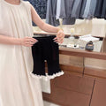 【dropshipping】 girls' autumn outfit: designer-inspired tweed-style top with lace trim and flared pants two-piece set