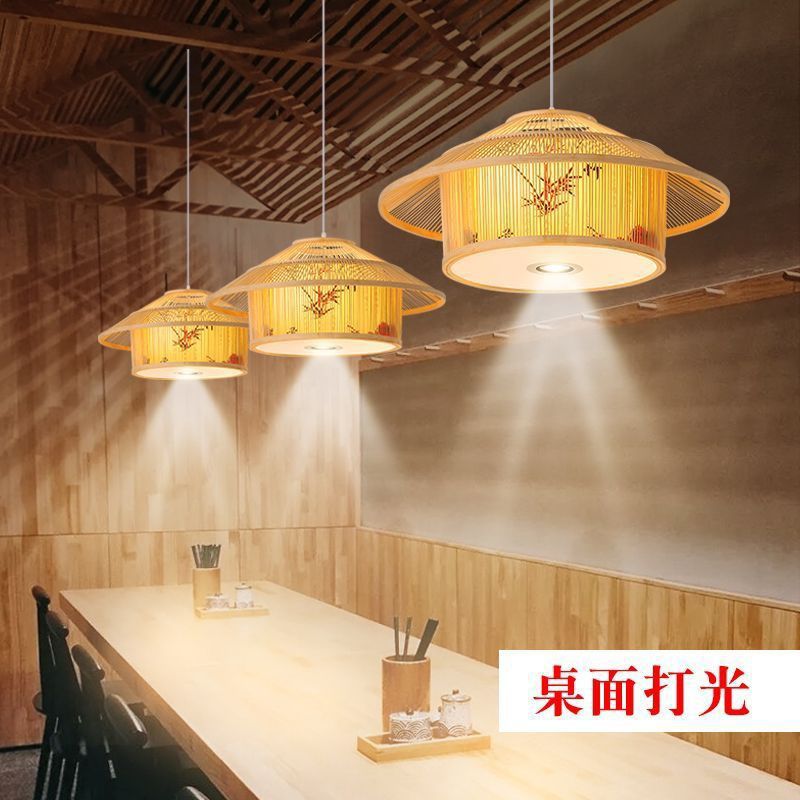 Hot pot restaurant box with spotlight bamboo lantern chandelier Chinese hotel private room store homestay bamboo stick house lamp