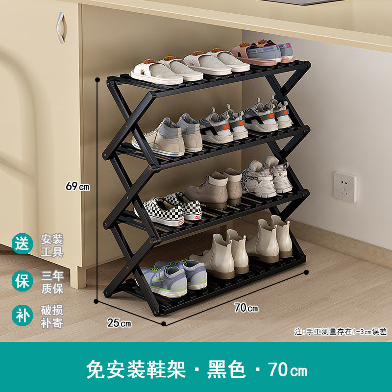 Shoe rack simple door for home multi-layer storage space-saving corner small dust-proof narrow shoe cabinet free of installation