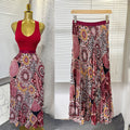 K-style high waist elastic waist rufflespleated skirt female a-line skirt slimming lookeasiest for matchwork clothing skirt