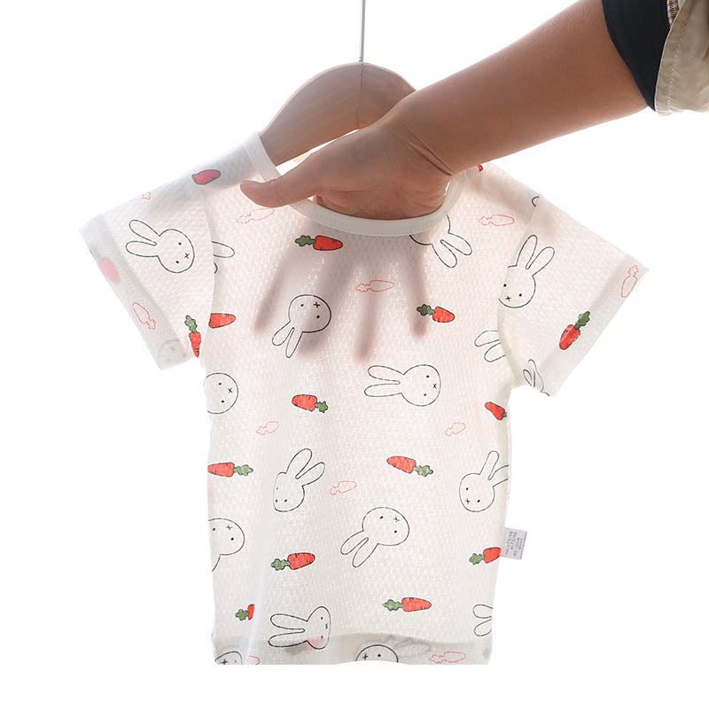 Baby short-sleeve set, 100% cotton, summer infant and toddler loungewear, short-sleeved, 0-3 years old, summer outfit, thin home clothes