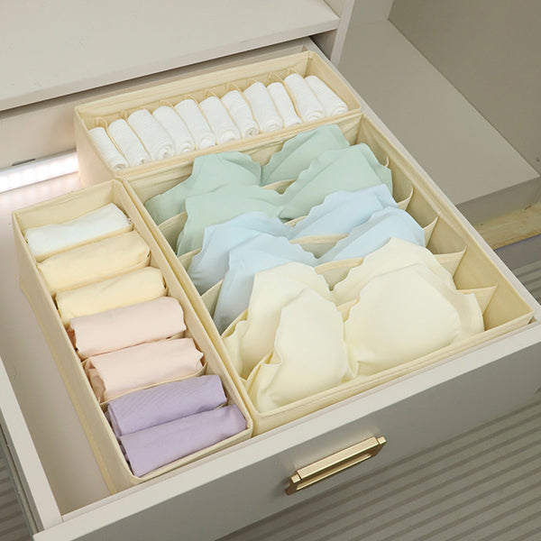 Underwear Storage Box Household Fabric Panties Socks Close-fitting Clothing Grid Separation Dormitory Drawer Organizing Box