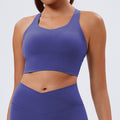 Eco-friendly fabric yoga tank top - push-up, criss-cross back, sports bra for running and fitness - women's yoga bra