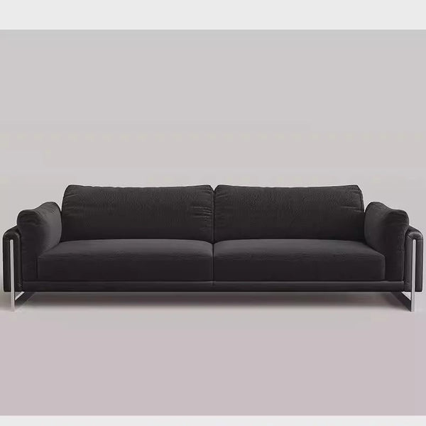Modern simple wabi-sabi wind cotton and linen fabric stainless steel legs creative sofa medium antique straight row living room removable and washable