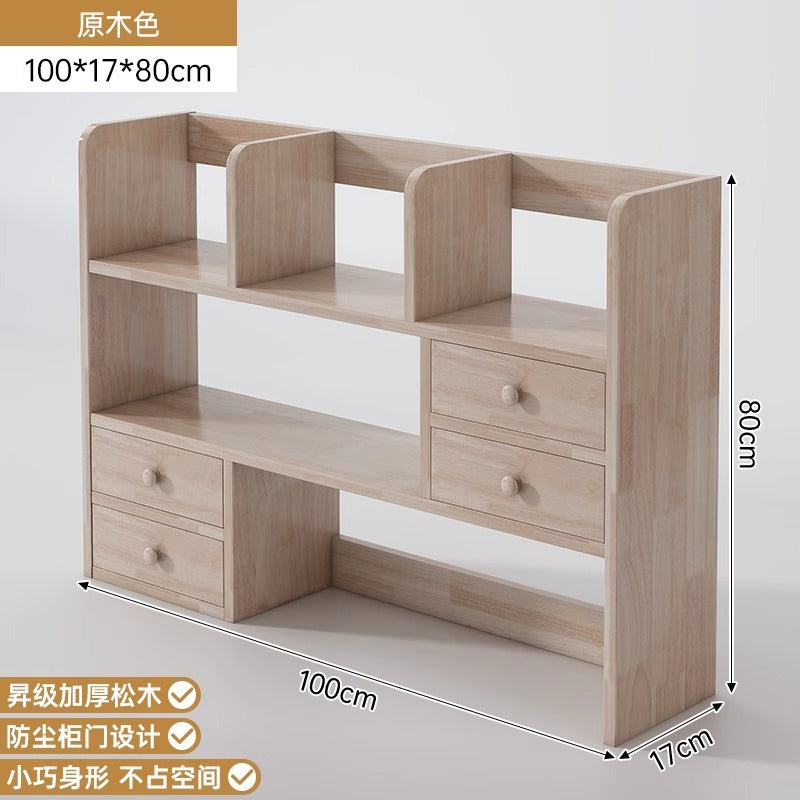 Solid wood color bookshelf Desktop shelf Children's desk Storage rack Household desk Small bookcase Office locker