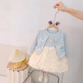 Girls' dress  spring new arrival set - kids' cardigan & sleeveless tulip rose princess dress