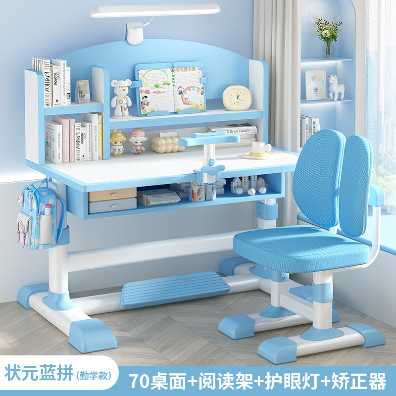Children's study table Household primary school students Writing homework desk Simple children's desks and chairs Lifting table set
