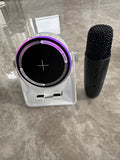 multifunctional smart bluetooth speaker with built-in microphone for karaoke, desktop live streaming, and phone stand