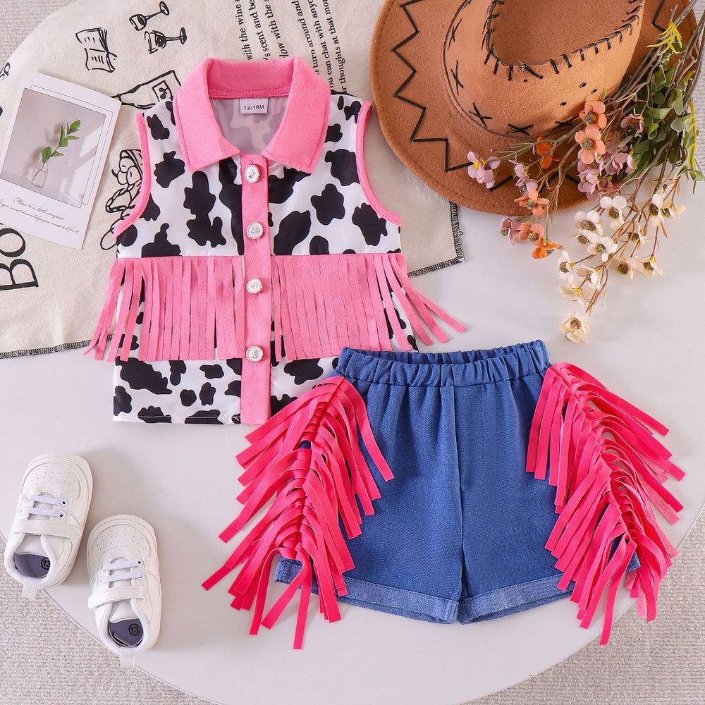 Children's clothing cross-border european and american girls sleeveless shirt + shorts two-piece set children's clothing suit