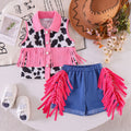 Children's clothing cross-border european and american girls sleeveless shirt + shorts two-piece set children's clothing suit