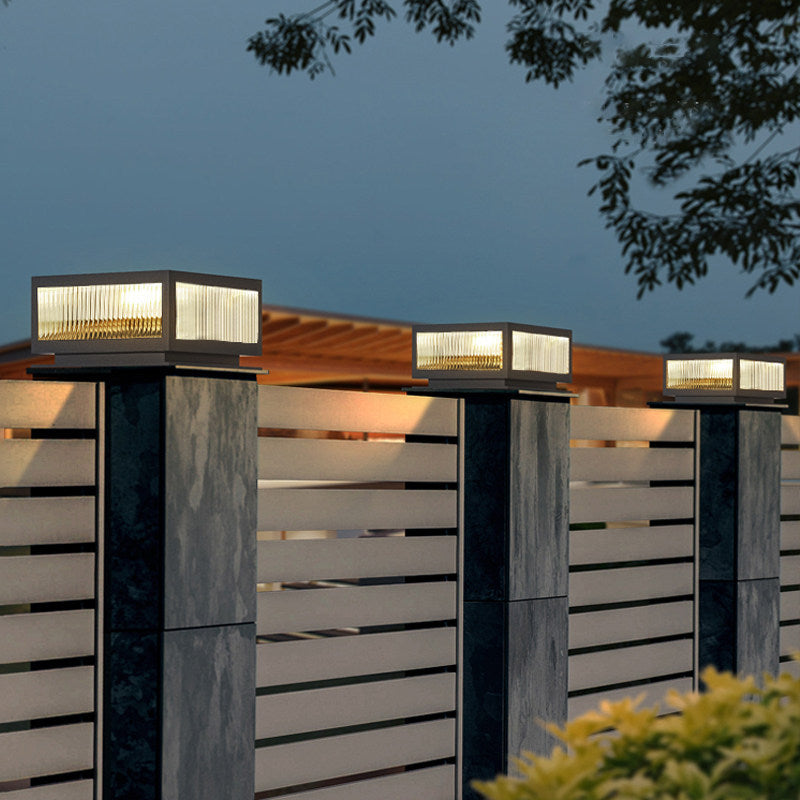 Qy solar outdoor post cap light waterproof villa courtyard lamp modern minimalist fence light front door pillar lamp post light