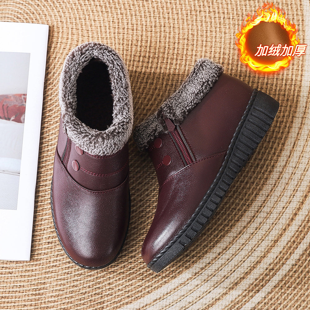 Ladieswear shoes cotton shoes women's winterfleece-linedheattech snow boots old beijing cloth shoes cotton middle-aged and elderly non-slipflats short boots