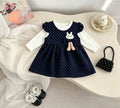 Girls' dress - spring/autumn  new collection - korean style polka dot princess dress with bunny long sleeves