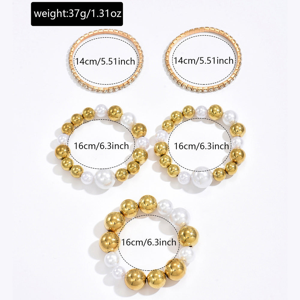 Wholesale full diamond imitation pearl bracelet - european & american cross-border retro irregular jewelry - women's elastic adjustable minimalist bracelet