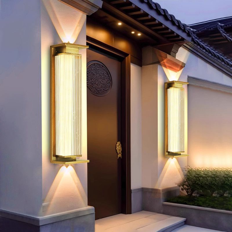 Solar powered waterproof wall light - up & down lighting - outdoor garden pillar, fence, chinese style balcony, luxury villa wall sconce