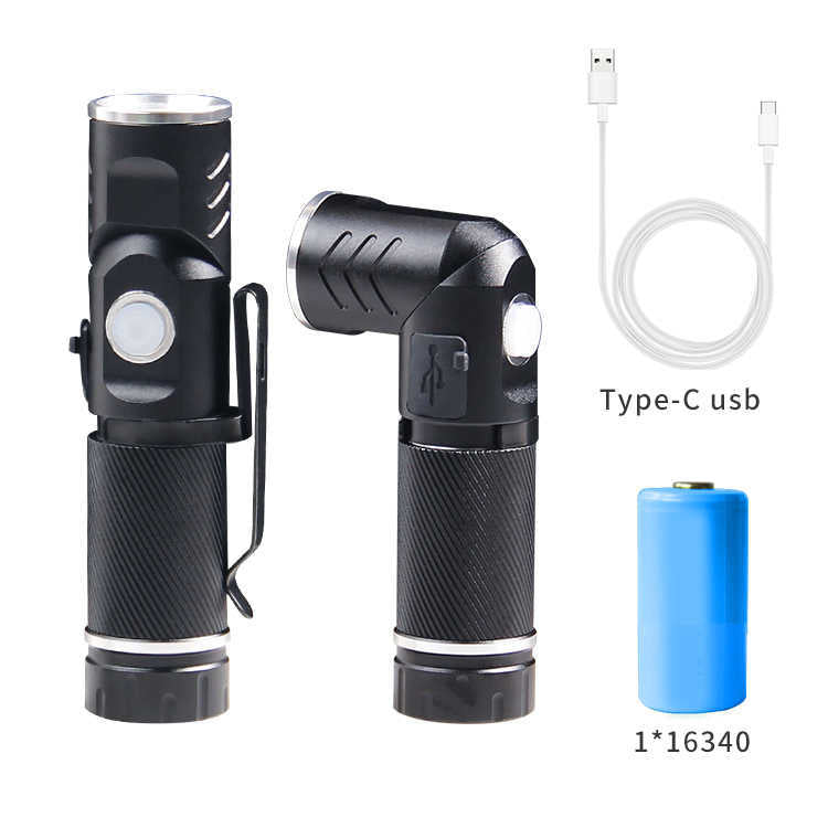 Cross-border new elbow xpg lamp bead c port usb charging magnetic suction pen buckle working light LED strong light flashlight