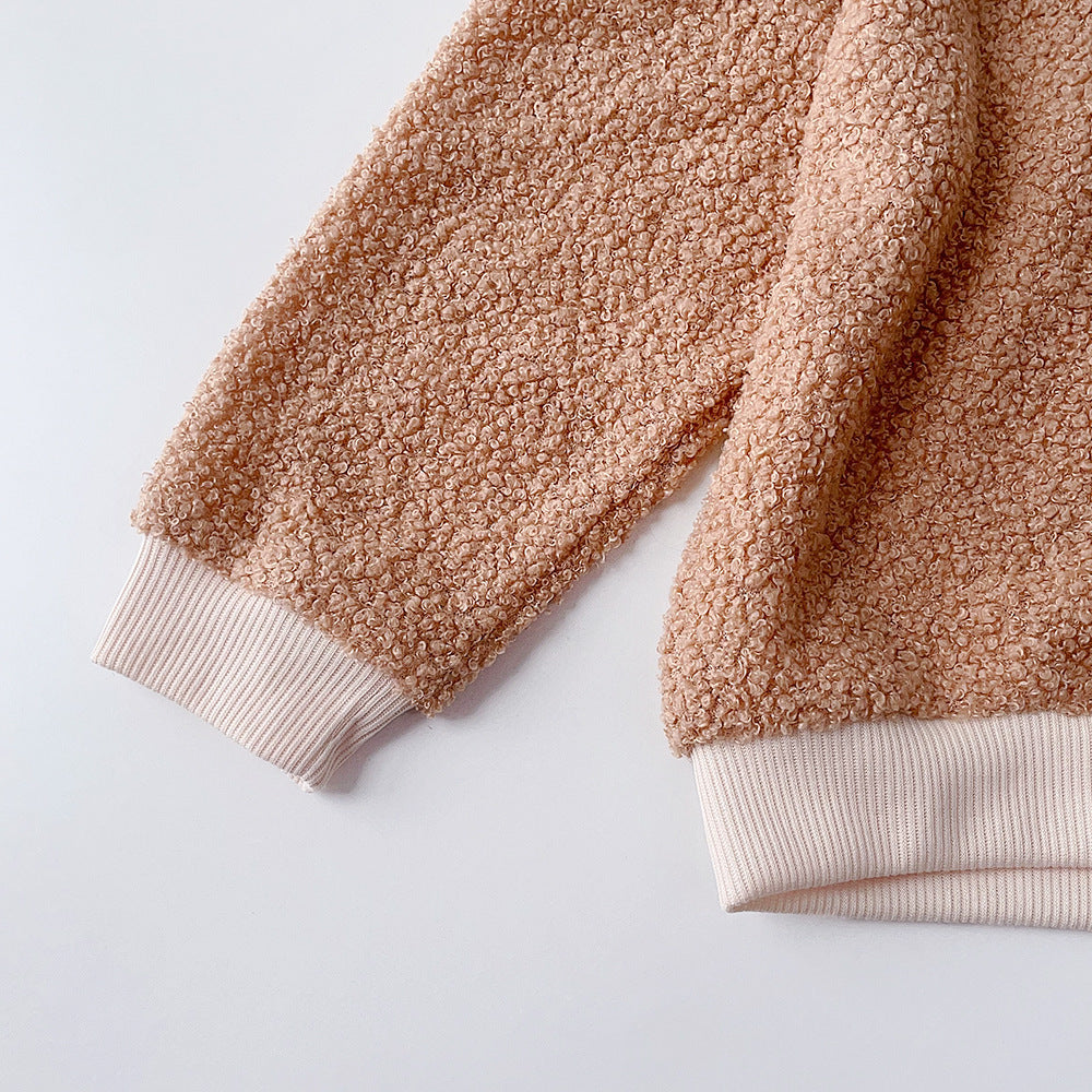 Kids' plush fleece set - new winter collection for boys and girls - thickened sweatshirt & long sleeve two-piece outfit - children's clothing - dropshipping available