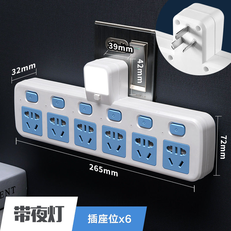 Multi-function wireless socket converter plug - one-to-multiple outlet panel with usb ports, night light, and power strip for home use