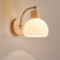 Walnut wall lamp - nordic style pull chain switch, natural wood finish, rotatable, modern minimalist solid wood bedside lamp for bedroom and living room