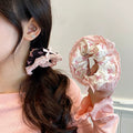 Lace edge floral bows large intestine hair tie frenchgirlsweet hair tie rubber band ponytail hair tie headwear