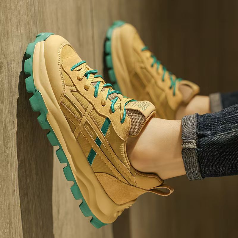 Men's shoes 2025 spring breathable retro high-end athletic casual youth height-increasing chunky sole dad shoes trendy sneakers
