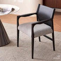 Designer armchair italian normcore study cotton and linen back chair restaurant white ash saddle leather dining chair